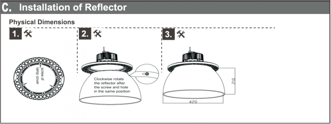 Luz de la bahía del UFO de Dimmable 100W 150W 200W IP65 del sensor del movimiento y de la luz del día alta para la fábrica de la comida