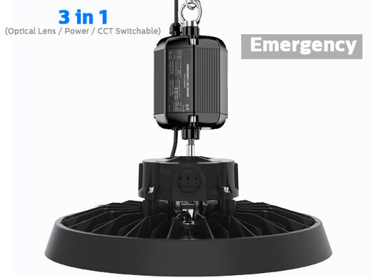 Campana industrial super alta HB5 de 300W 150LPW con alimentación DIP (100%-80%-60%), 3 CCT y función de emergencia opcional de 30W@3 HRS