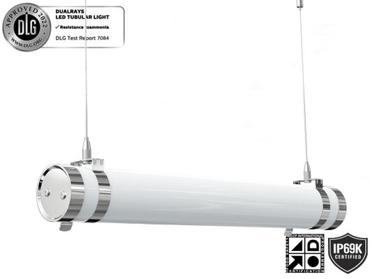 120° 200° 280° 360° Ángulo de haz IP69K IP67 TB6 Luz LED Tubular con 130LPW 160LPW para iluminación de plantas de procesamiento de alimentos