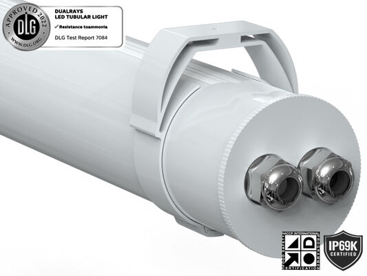 Luz tubular LED de 1.5m 60W IP69K IK10 TB7 para granjas, con conexión en cadena de 3 o 5 cables