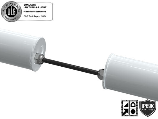Luz tubular LED de 0,6 m 20W IP69K IK10 TB7, especialmente diseñada para plantas de procesamiento de alimentos, instalaciones químicas, almacenes de establos de animales y lugares de lavado de coches.