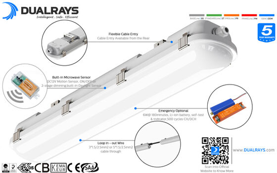 tri prueba 1-10V del vapor del polvo del agua de la lámpara 30W de la prueba de 1200m m LED que amortigua a DALI Controller