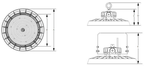 100W 150W 200W 150lm/W DUALRAYS ILUMINACIÓN HB5 UFO luz LED para techo alto IP65 IK08 lámpara Industrial de almacén con opción de Sensor