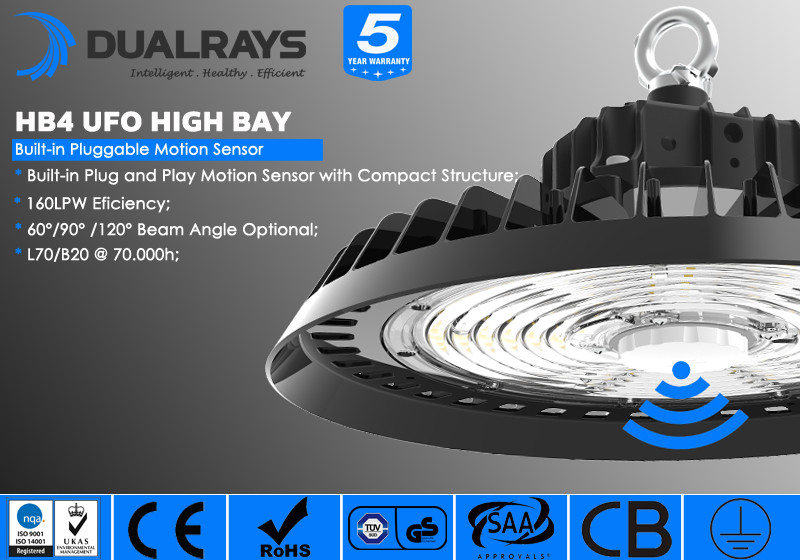 ASNO TUV GS D Mark For Supermarket de los CB del CE de With del conductor de Meanwell HBG Sosen LED de la luz de la bahía del UFO LED del ASNO IP65 de los CB del CE alto