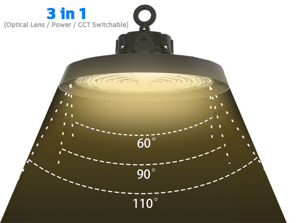 DUALRAYS LIGHTING HB5 Luz LED UFO de bahía alta todo en uno de 240 W 3 CCT y potencia ajustable IP65 0-10 V Luz de almacén regulable con sensor Plug-and-Play