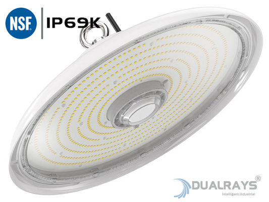 Industria alimentaria blanca fuerte de la luz IP69K IK10 140LPW de la bahía del UFO LED de la vivienda 100W alta